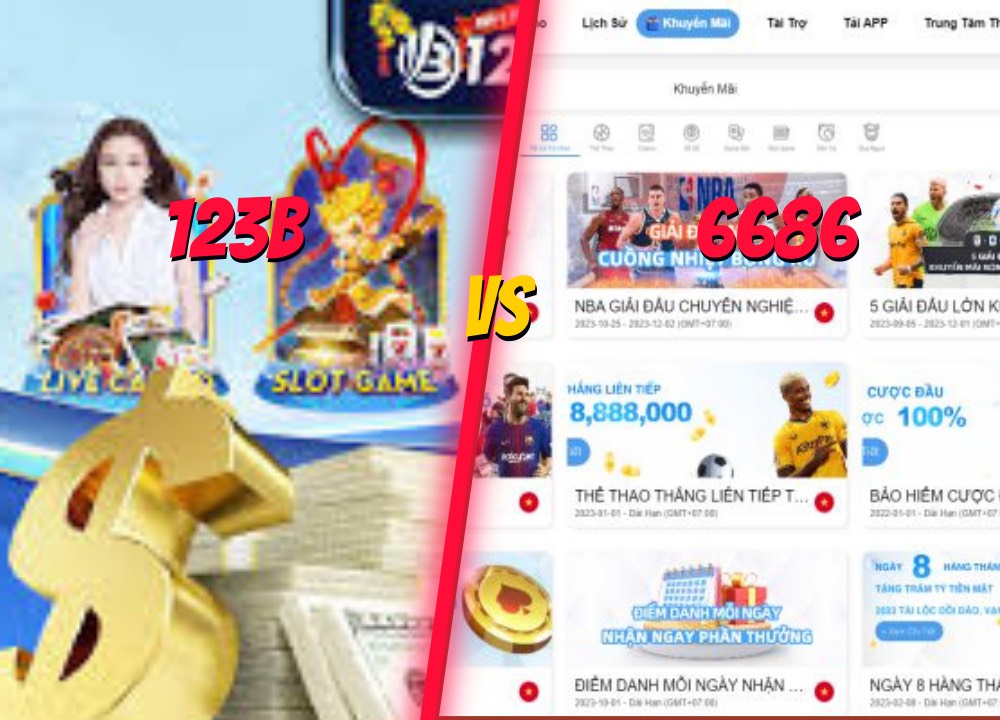 Cả 123B và 6686 đều có kho game đa dạng và phong phú