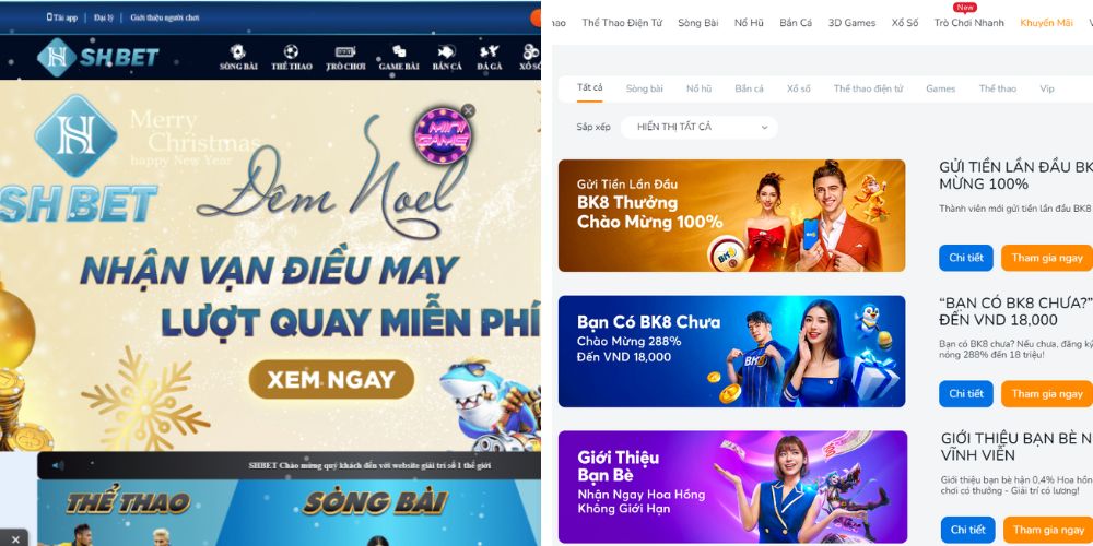 Nhà cái SHbet và BK88 với nhiều khuyến mãi hấp dẫn