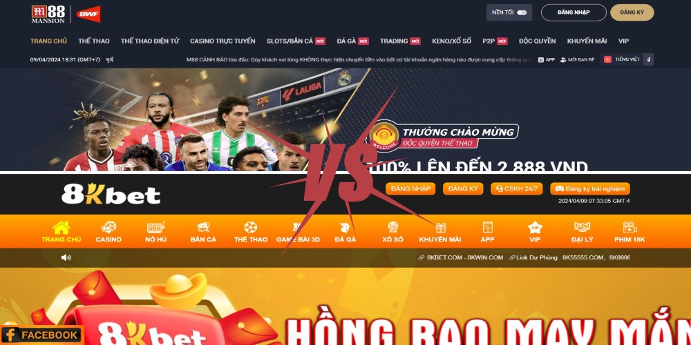So sánh nhà cái m88 và 8xbet