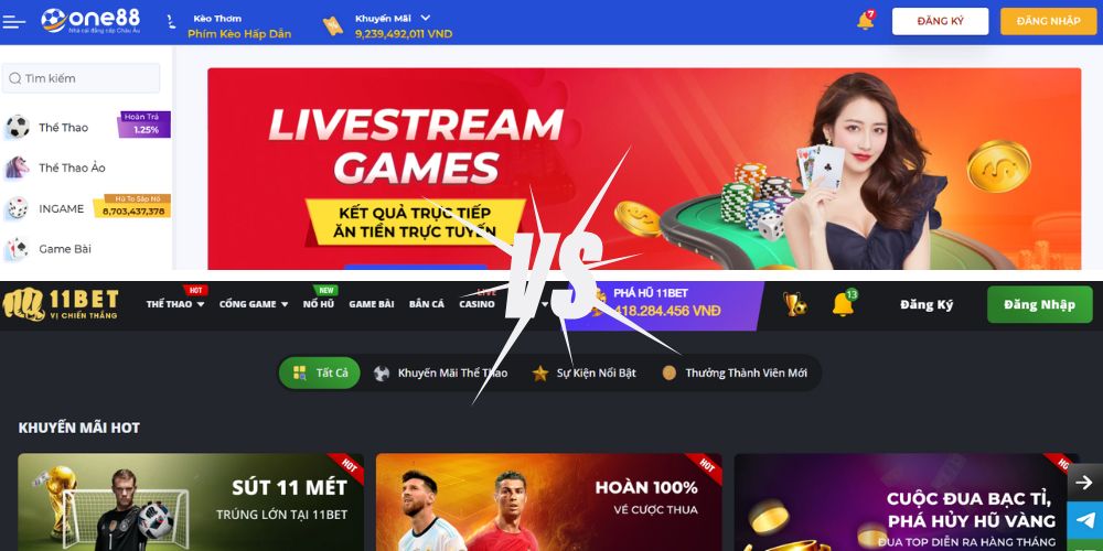 So sánh nhà cái 11BET và One88: Đâu là website cá độ TOP 1?