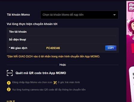Hướng dẫn nạp tiền FCB8 và rút tiền theo từng hình thức