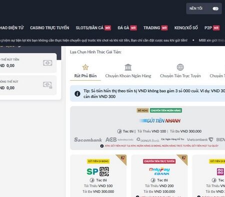 Hướng dẫn nạp tiền M88 và rút tiền ở mọi hình thức